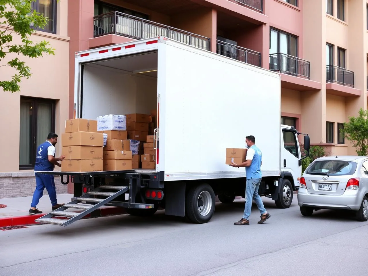 Trained crew safely loading household goods in Surat