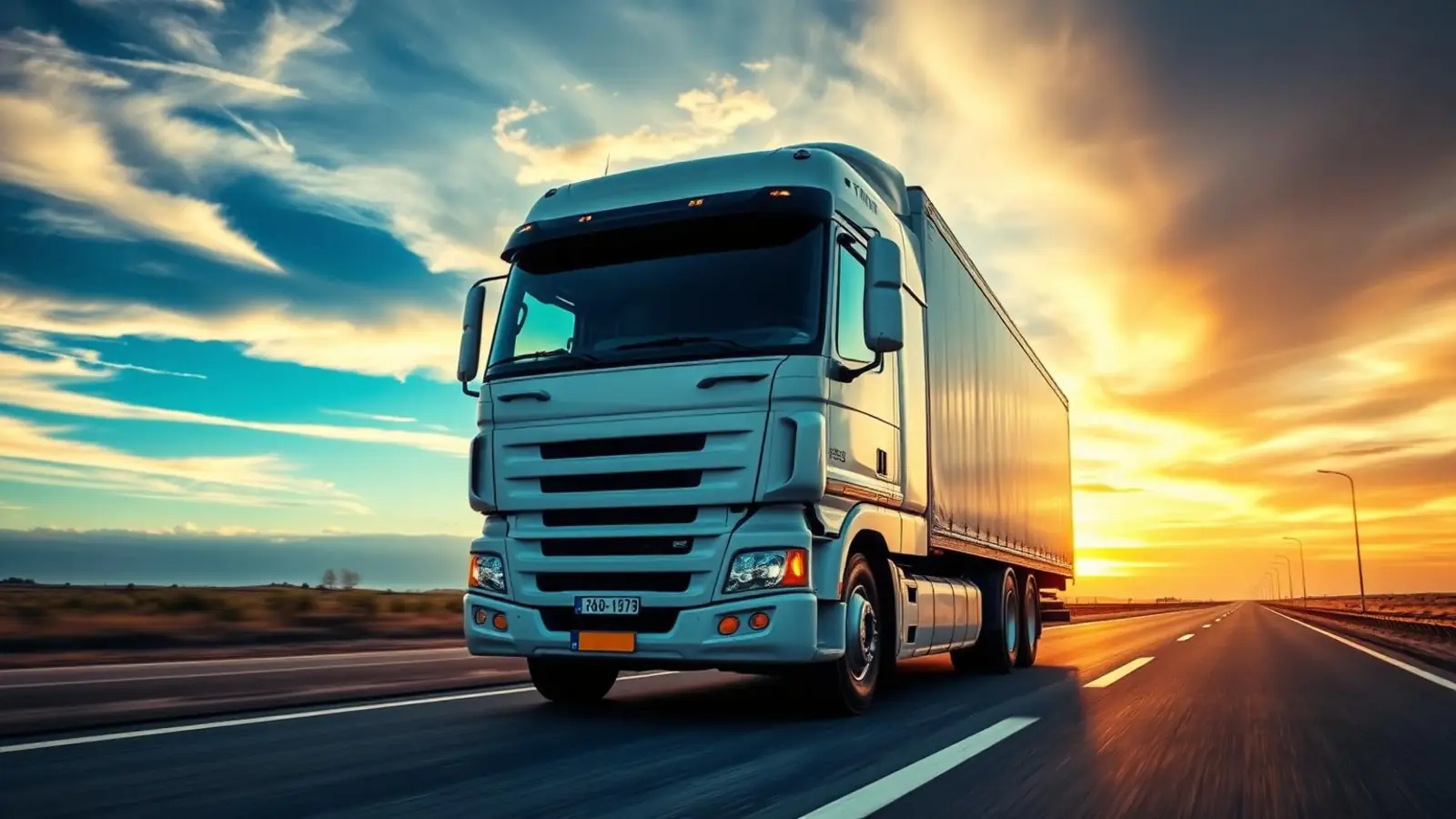 Rapid Packers and Movers Surat truck on an open highway at sunrise reflecting our mission and vision